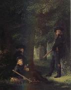 Georg Friedrich Kersting Theodor Korner,Friedrich Friesen and Heinrich Hartmann on Picket Duty Spain oil painting artist